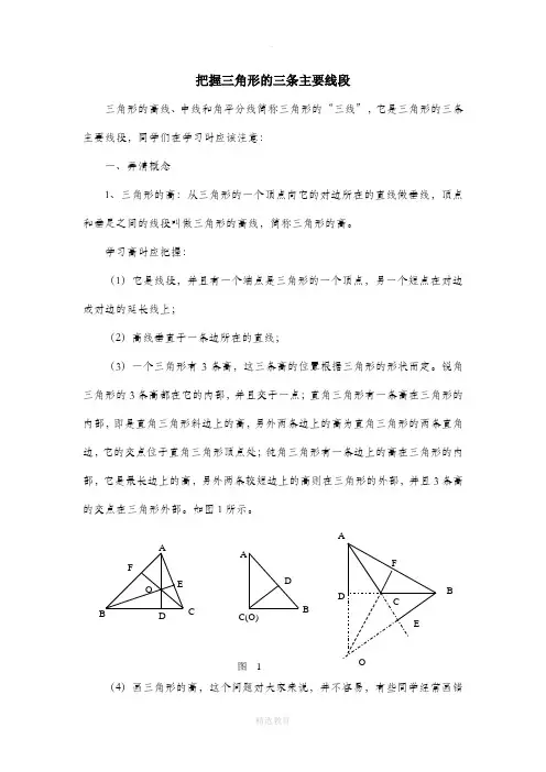 华东师大版数学七年级下册9.1把握三角形的三条主要线段