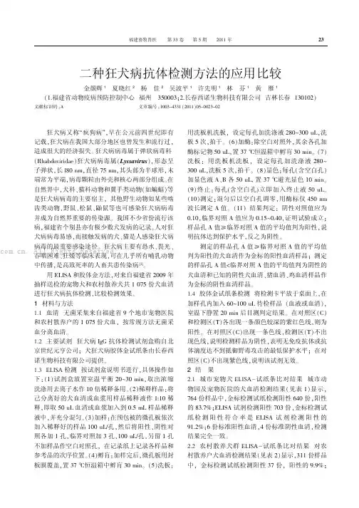 二种狂犬病抗体检测方法的应用比较
