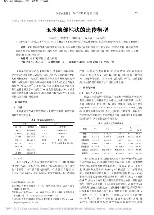 玉米穗部性状的遗传模型_吕艳杰