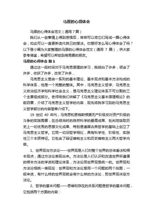 马原的心得体会