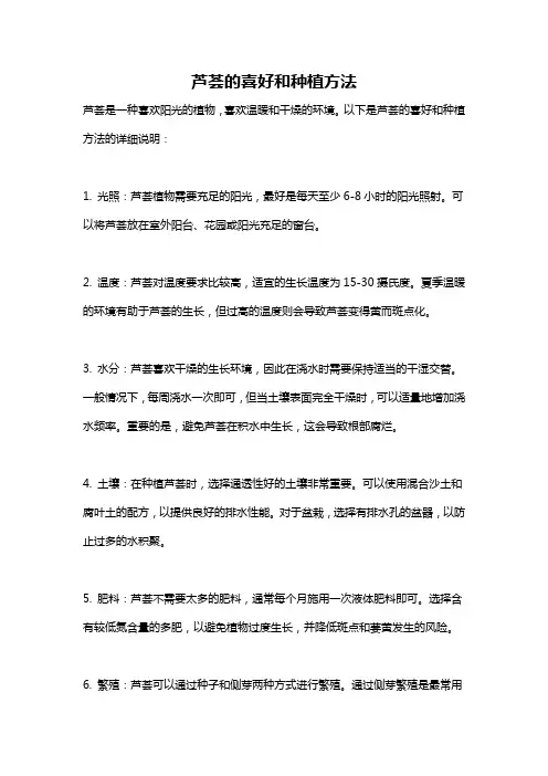 芦荟的喜好和种植方法