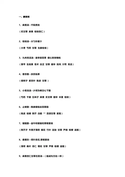 老中医：中药方剂速记口诀