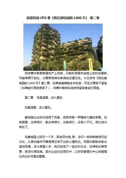 前碧桂园CFO著《我在碧桂园的1000天》-第二章