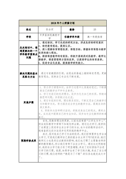 2018国培研修计划