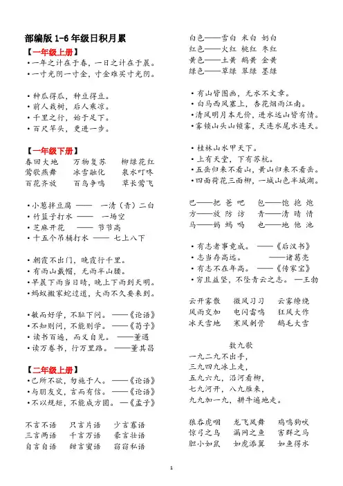 (2024)部编版语文1-6年级日积月累