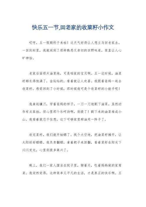 快乐五一节,回老家的收菜籽小作文