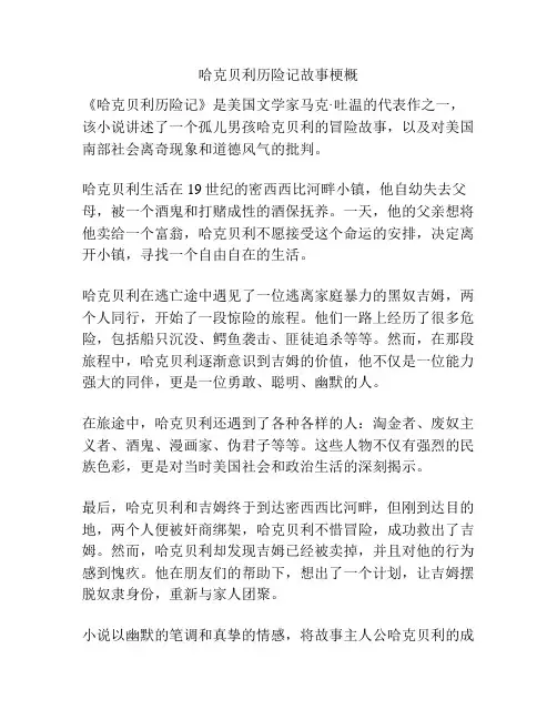 哈克贝利历险记故事梗概