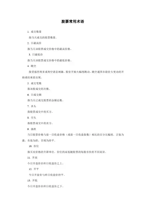股票常用术语