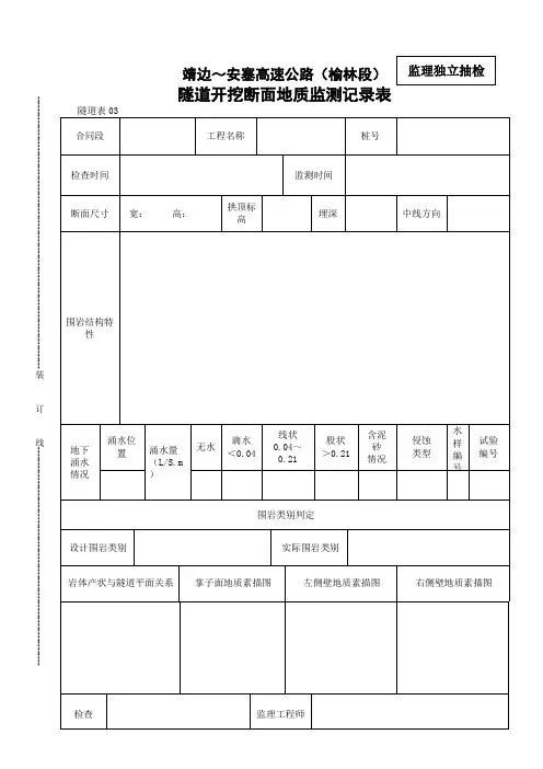 隧道开挖断面地质监测记录表.doc