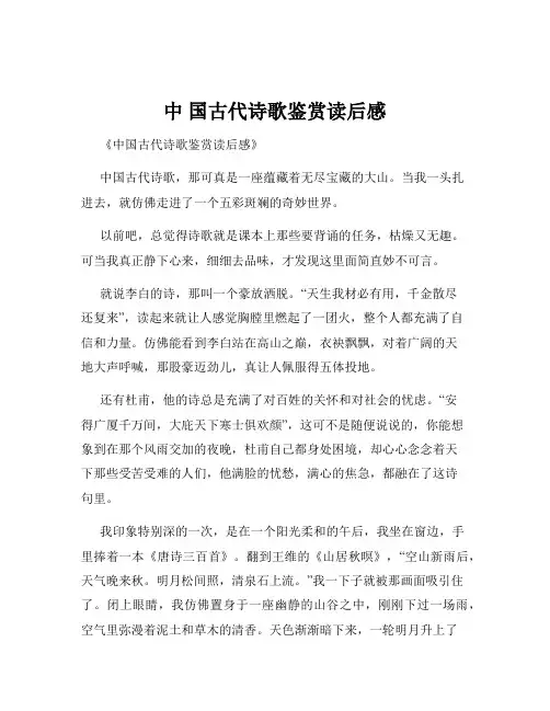 中 国古代诗歌鉴赏读后感