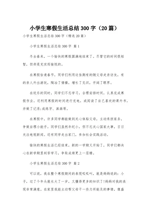 小学生寒假生活总结300字(20篇)