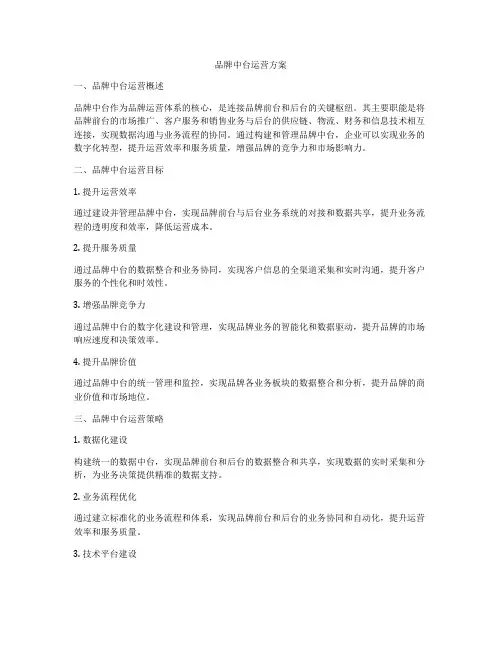 品牌中台运营方案
