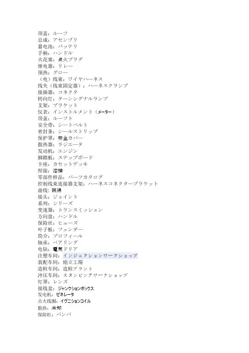 车の部品用语