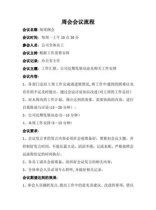 周会会议流程【范本模板】