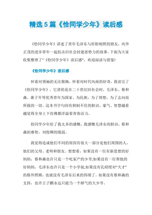 精选5篇《恰同学少年》读后感