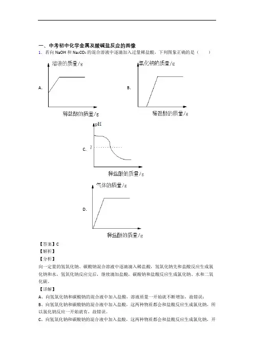 备战中考化学复习金属及酸碱盐反应的图像专项易错题含详细答案