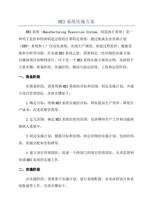 MES系统实施方案