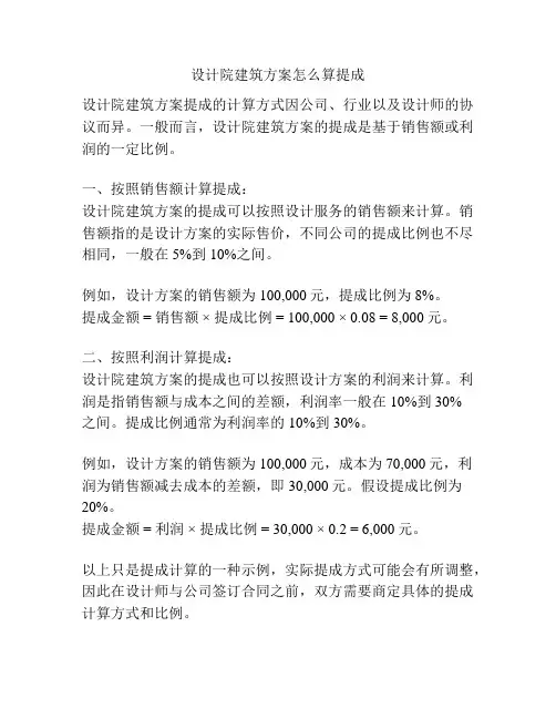 设计院建筑方案怎么算提成
