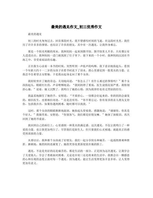 最美的遇见作文_初三优秀作文