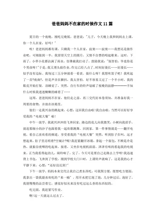 爸爸妈妈不在家的时候作文精选