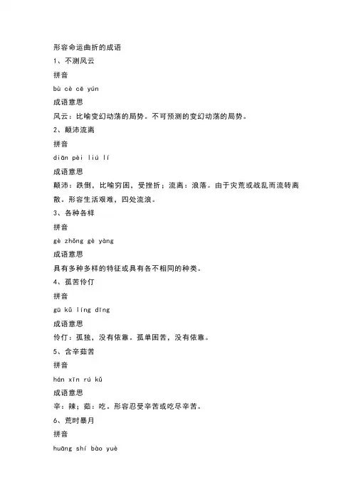 形容命运曲折的成语