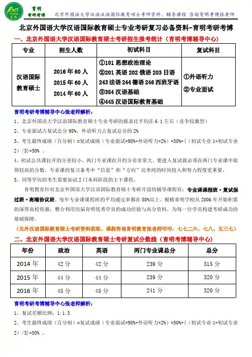 北京外国语大学汉语国际教育硕士考研真题学长笔记参考书考点-育明考研考博