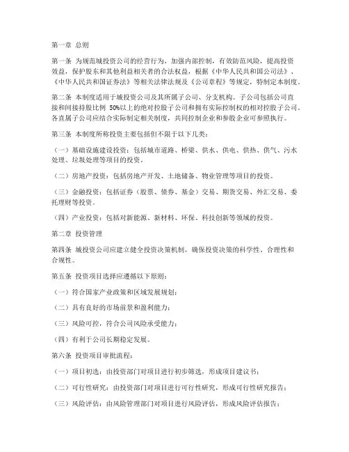 城投资公司管理制度