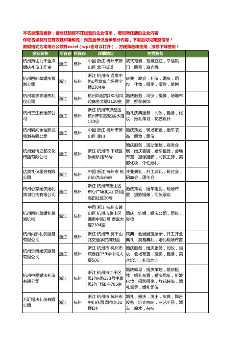 新版浙江省杭州婚庆司仪工商企业公司商家名录名单联系方式大全14家