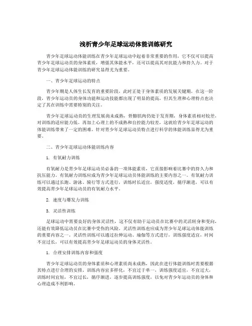 浅析青少年足球运动体能训练研究