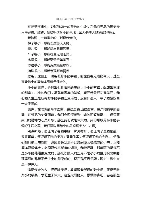 渺小亦是一种伟大作文
