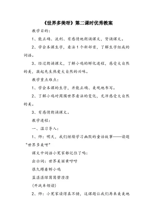 《世界多美呀》第二课时优秀教案