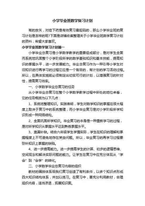 小学毕业班数学复习计划