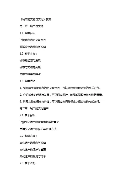 《城市的文物与文化》教案