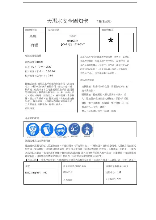 天那水安全周知卡