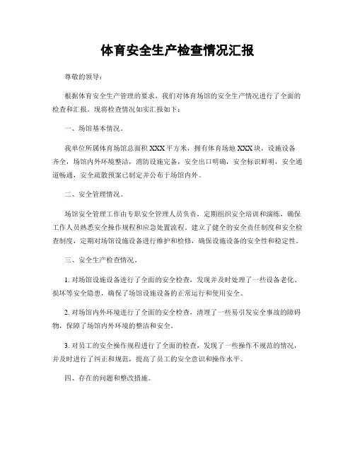 体育安全生产检查情况汇报
