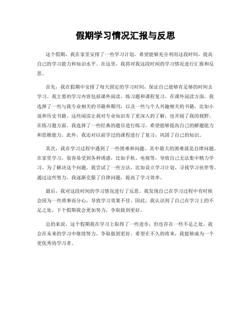 假期学习情况汇报与反思
