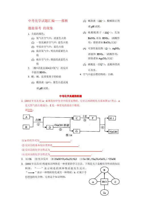 2011年中考化学试题汇编——推断题及答案
