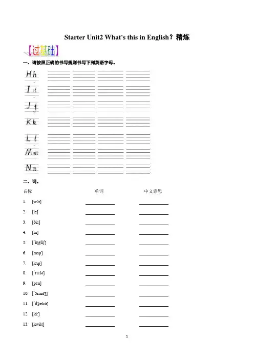 Starter Unit 2 单元知识点精炼