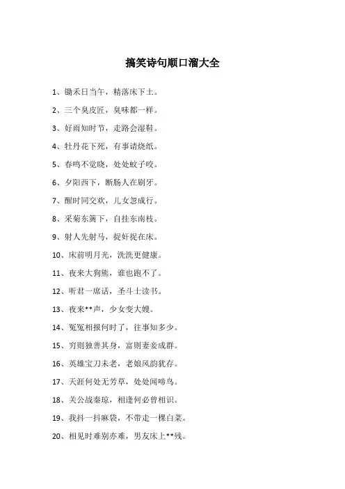 搞笑诗句顺口溜大全