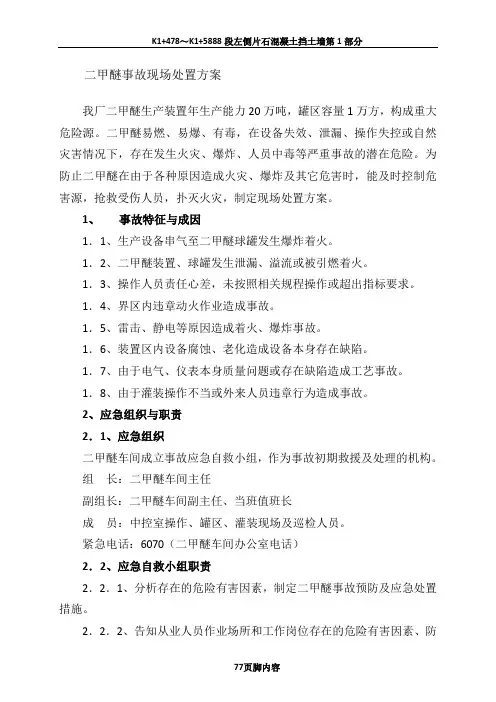 二甲醚现场处置方案