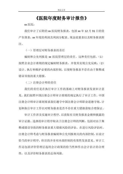 《医院年度财务审计报告》