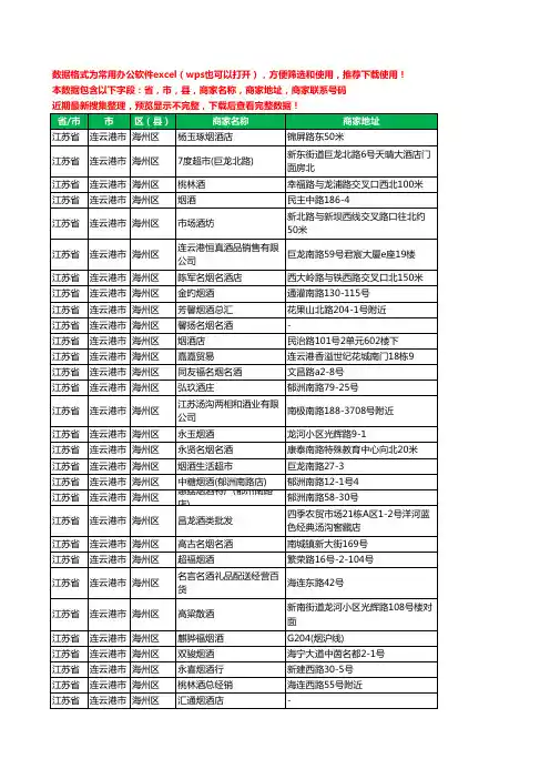 2020新版江苏省连云港市海州区烟酒工商企业公司商家名录名单黄页联系电话号码地址大全900家