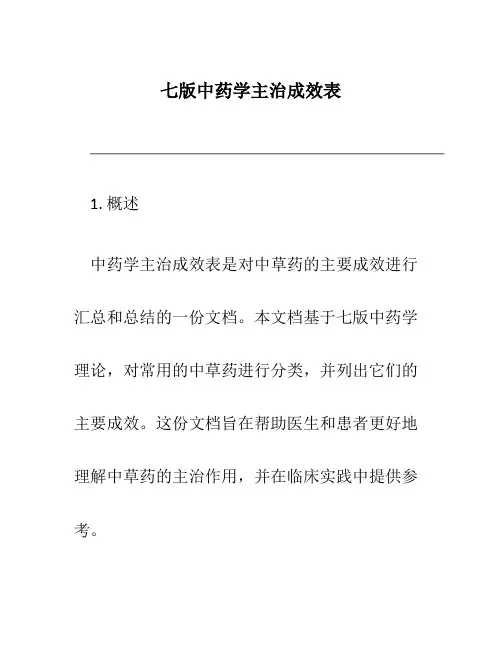 七版中药学主治功效表