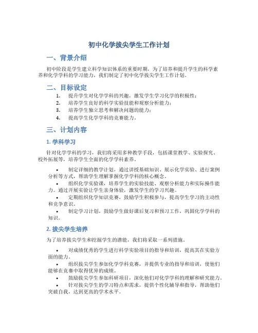 初中化学拔尖学生工作计划