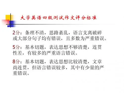 大学英语四级测试作文评分标准