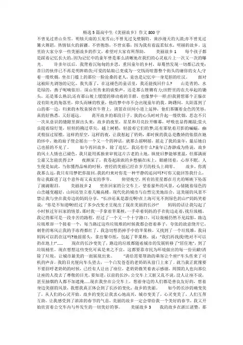 精选5篇高中生《美丽故乡》作文800字