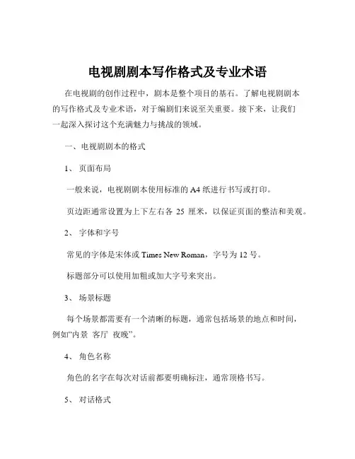 电视剧剧本写作格式及专业术语
