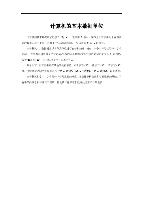 计算机的基本数据单位