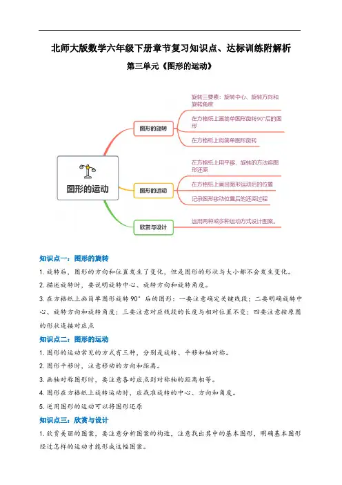 2021年北师大版数学六下第三单元《图形的运动》章节知识点、达标训练附解析