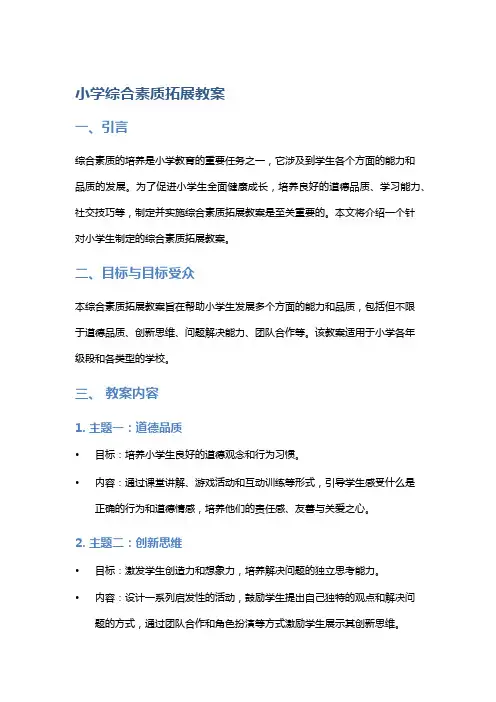 小学综合素质拓展教案